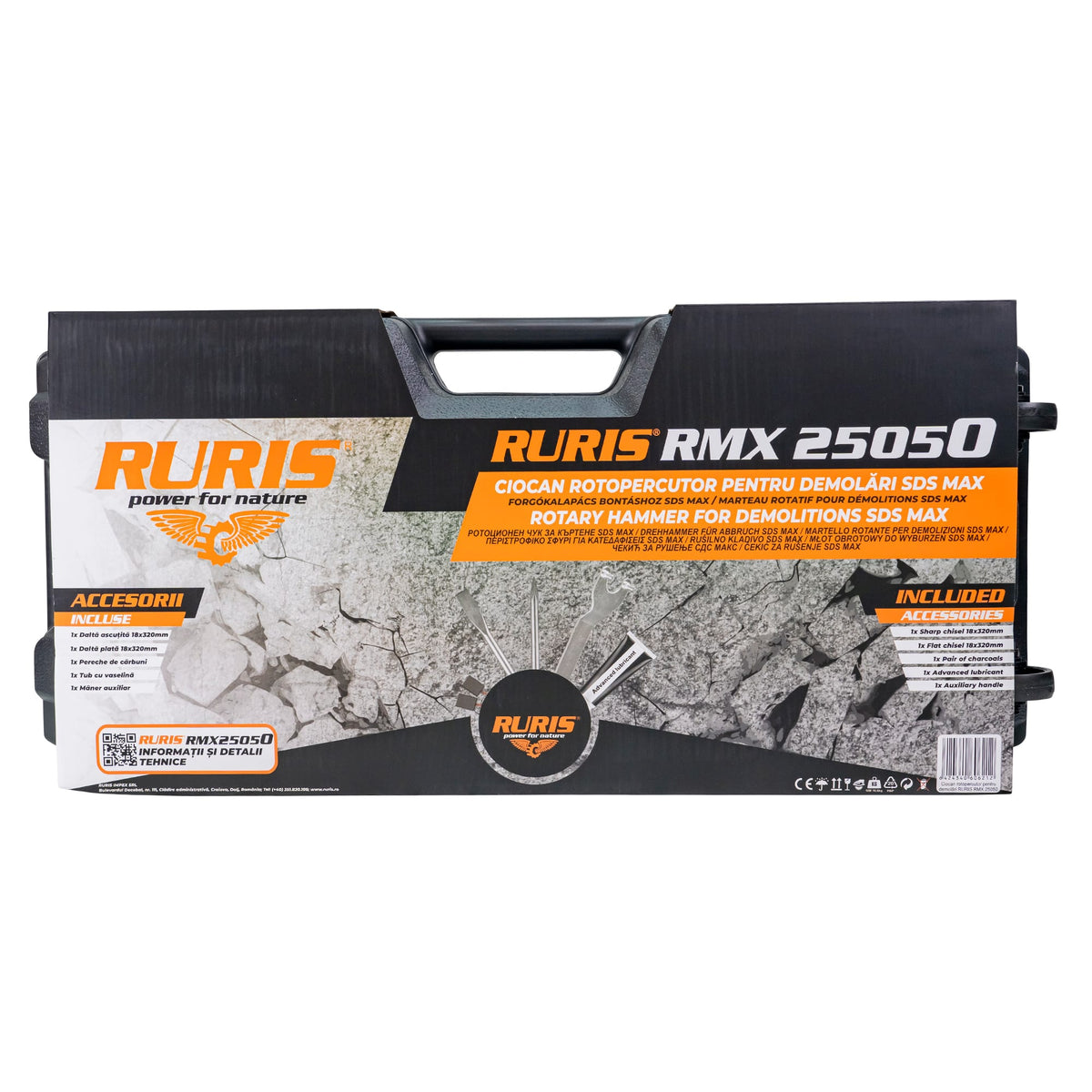 Ruris Ciocan demolator Ciocan demolator sds max RURIS RMX25050 | 1700W, 230-240V / 50Hz, Rata de impact 2100 bpm