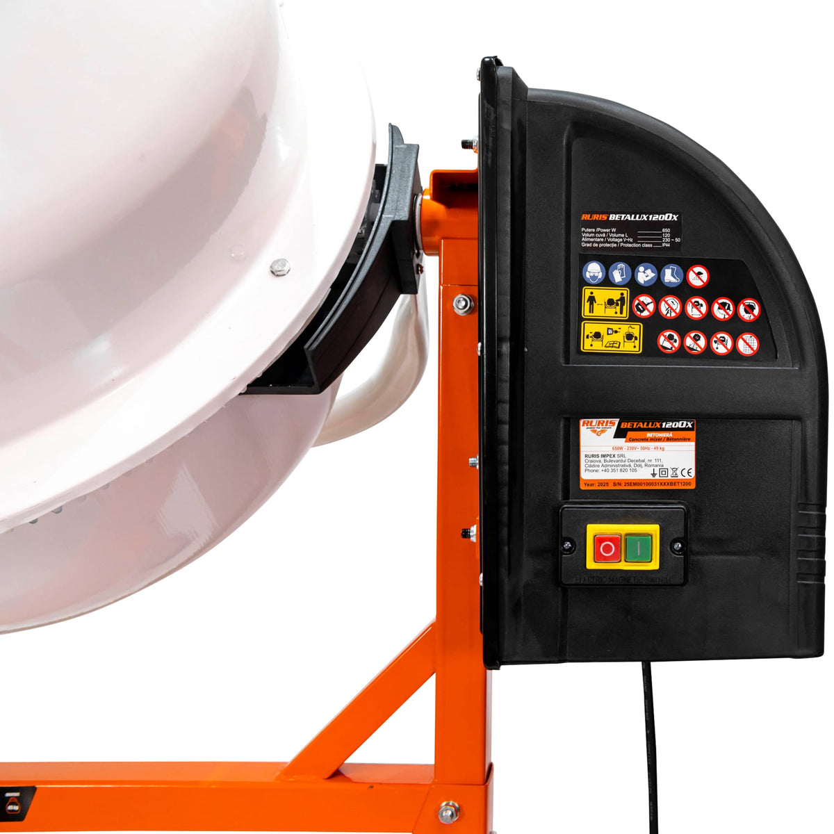 Ruris Betoniera Betoniera RURIS Betalux 1200X | Electric, Alimentare 230V~ 50Hz, Volum cuva 120 Litri