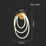 V-Tac Aplica LED V-Tac 36W 3000K Alb Cald, Auriu, 3940 lm, IP20, 340x460 mm