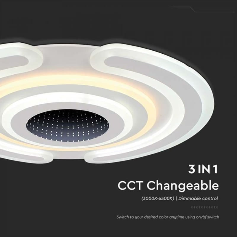 V-Tac Plafonieră LED decorativă V-Tac 95W dimabilă 3 în 1 (3000K/4000K/6000K) 9900 lm, alb, 520x500 mm