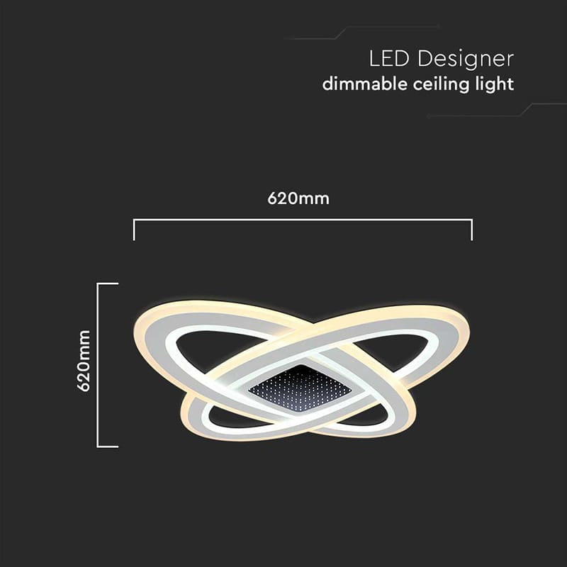 V-Tac Plafonieră LED decorativă V-Tac 130W dimabilă, 3 în 1 (3000K/6000K), alb, 620x620 mm, 13600 lm, IP20
