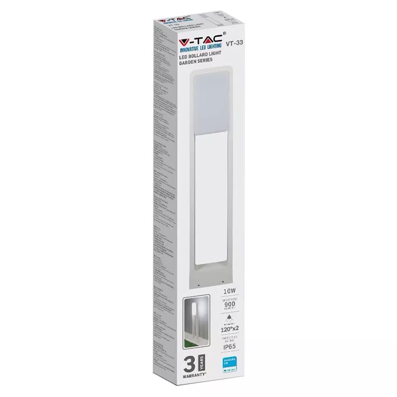 V-Tac Lampă LED exterior/grădină V-Tac 10W, IP65, 6400K alb rece, 900 lm, carcasă aluminiu, alb