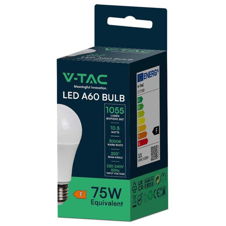 V-Tac BEC LED A60 E27 10.5W 3000K ALB CALD