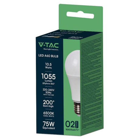 V-Tac BEC LED A60 E27 10.5W 6500K ALB RECE