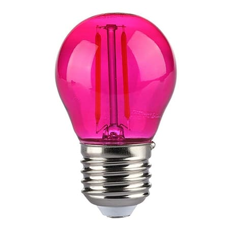 V-Tac BEC LED G45 E27 2W CU FILAMENT LUMINA ROZ