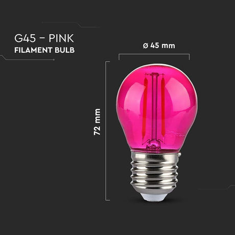 V-Tac BEC LED G45 E27 2W CU FILAMENT LUMINA ROZ