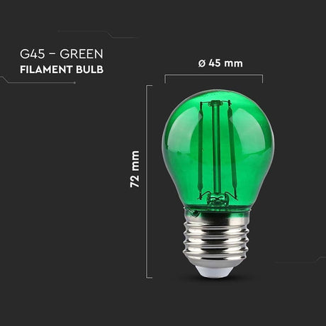 V-Tac BEC LED G45 E27 2W CU FILAMENT LUMINA VERDE