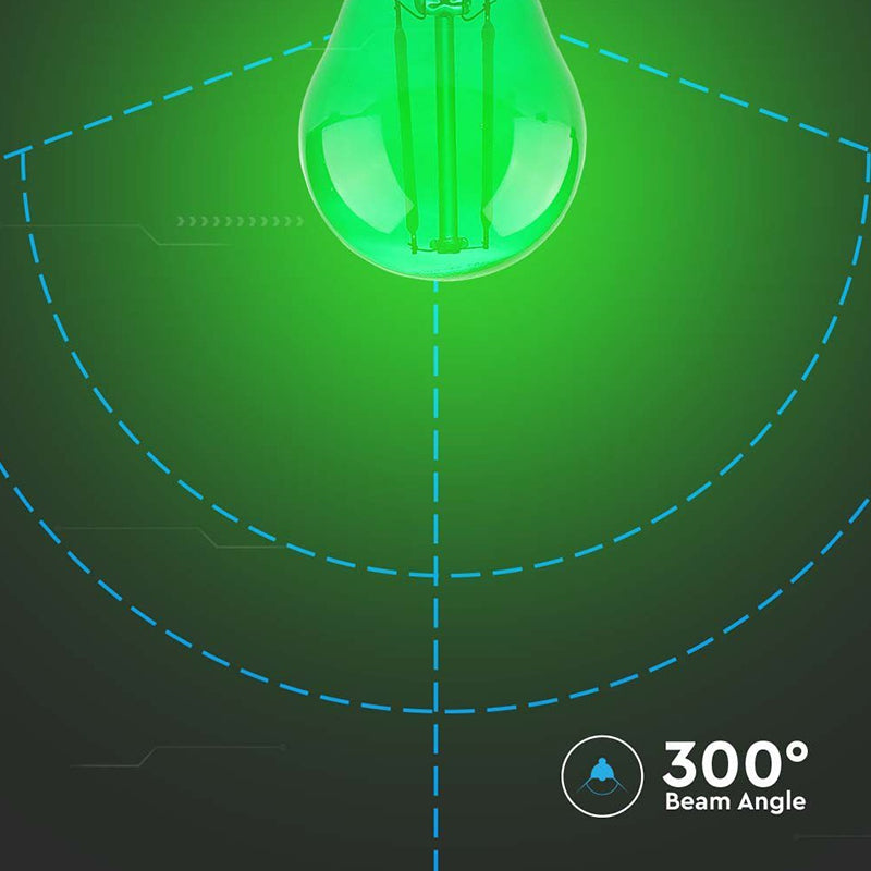 V-Tac BEC LED G45 E27 2W CU FILAMENT LUMINA VERDE