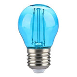 V-Tac BEC LED G45 E27 2W CU FILAMENT LUMINA ALBASTRA