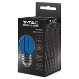 V-Tac BEC LED G45 E27 2W CU FILAMENT LUMINA ALBASTRA