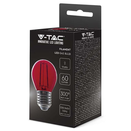 V-Tac BEC LED G45 E27 2W CU FILAMENT LUMINA ROSIE