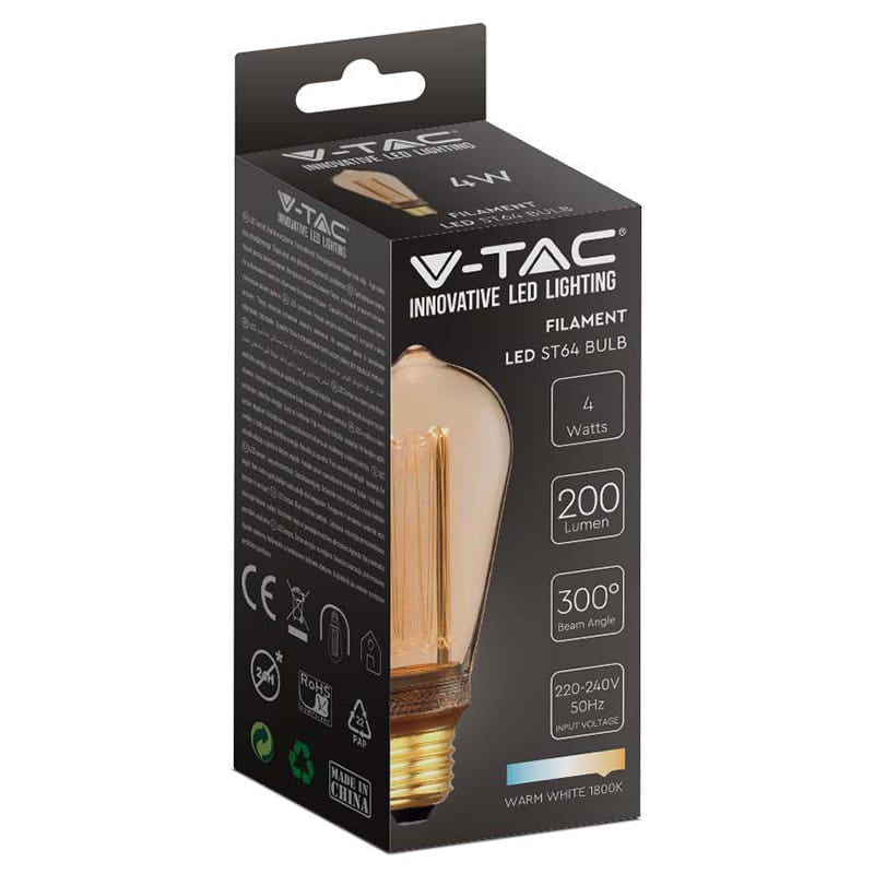 V-Tac BEC LED ST64 E27 4W CU FILAMENT1800K MODEL EDISON