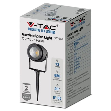 V-Tac LAMPA GRADINA IP65 12W 4000K ALB NEUTRU - NEGRU