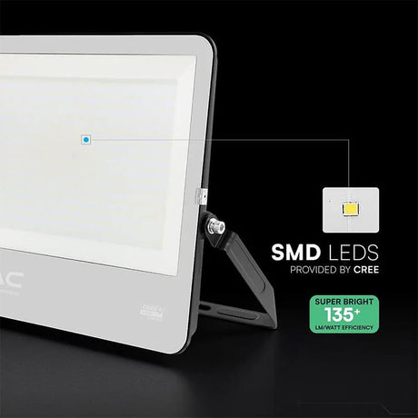 V-Tac Proiector LED Proiector LED V-Tac 300W SMD CREE 40500lm 6500K Alb Rece IP65 135lm/W Negru/Gris cu Cablu CIP