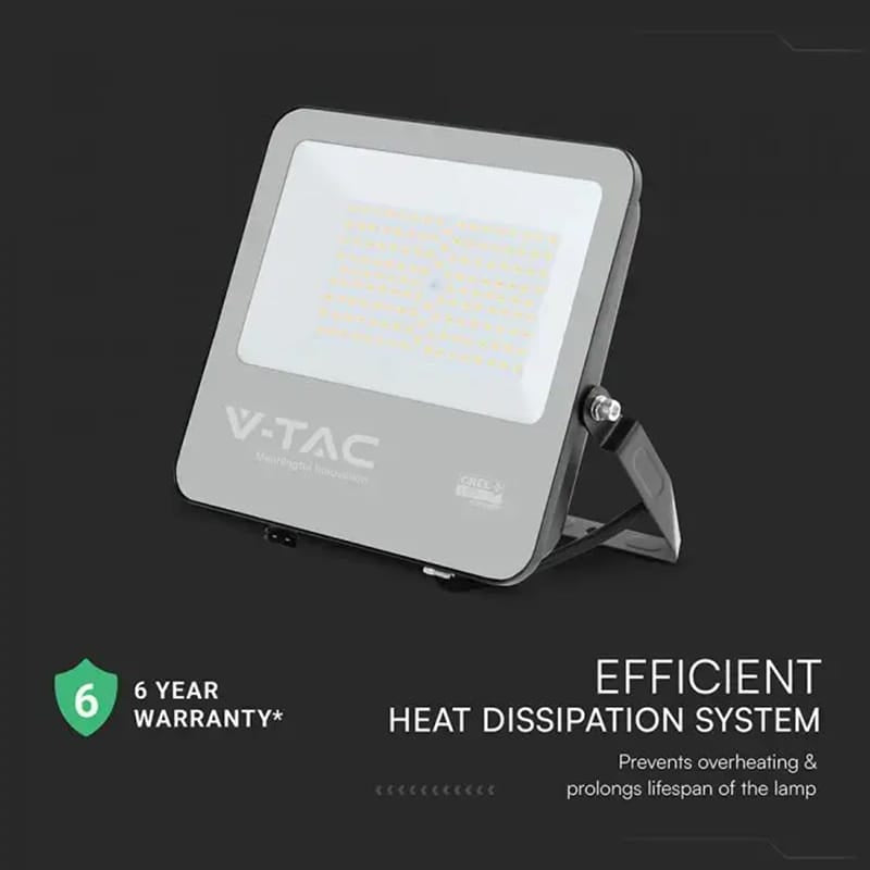V-Tac Reflector LED REFLECTOR LED 100W 135LM/W 4000K IP65 CABLU 1M CIP CREE - NEGRU/GRI