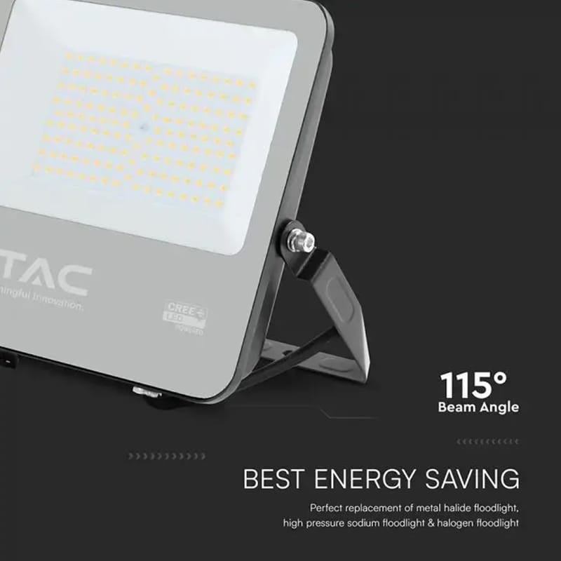 V-Tac Reflector LED REFLECTOR LED 100W 135LM/W 4000K IP65 CABLU 1M CIP CREE - NEGRU/GRI
