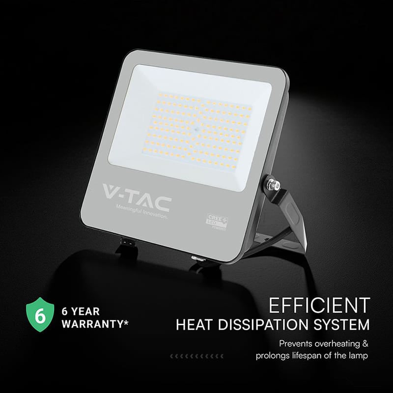 V-Tac Reflector LED REFLECTOR LED 100W 135LM/W 6500K IP65 CABLU 1M CIP CREE - NEGRU/GRI