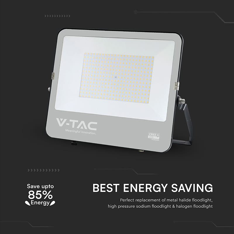 V-Tac Proiector LED Proiector LED V-Tac 200W SMD Cree 27000 lm 6500K Alb Rece IP65 135 lm/W cu cablu 1 m Negru/Gri