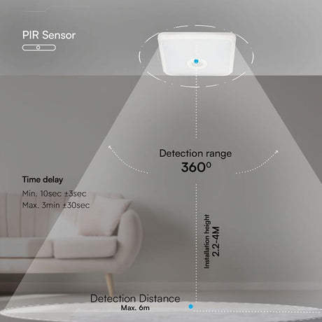 V-Tac Plafoniera LED PLAFONIERA LED 12W IP20 SENZOR DE MISCARE 3IN1 - ALB