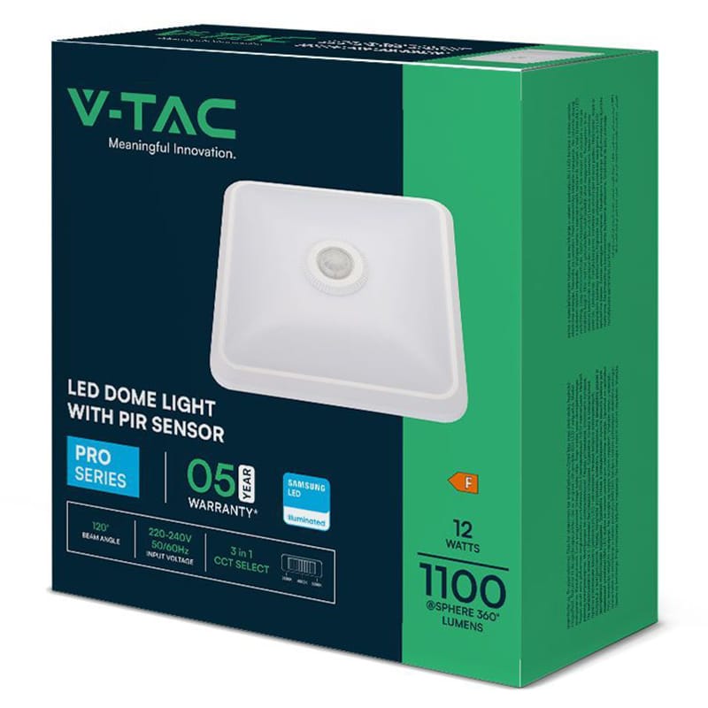 V-Tac Plafoniera LED PLAFONIERA LED 12W IP20 SENZOR DE MISCARE 3IN1 - ALB