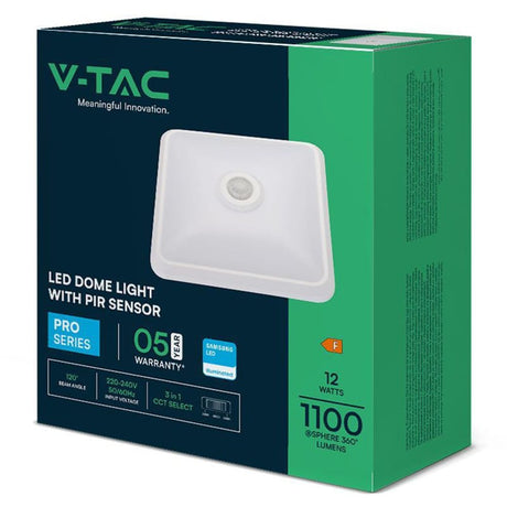 V-Tac Plafoniera LED PLAFONIERA LED 12W IP20 SENZOR DE MISCARE 3IN1 - ALB