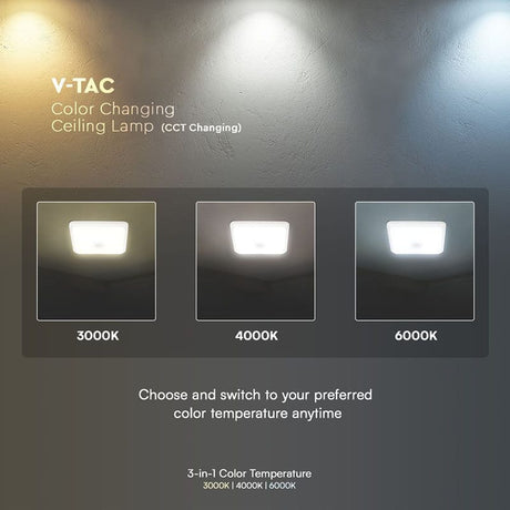 V-Tac Plafoniera LED PLAFONIERA LED 12W IP20 SENZOR DE MISCARE 3IN1 - ALB