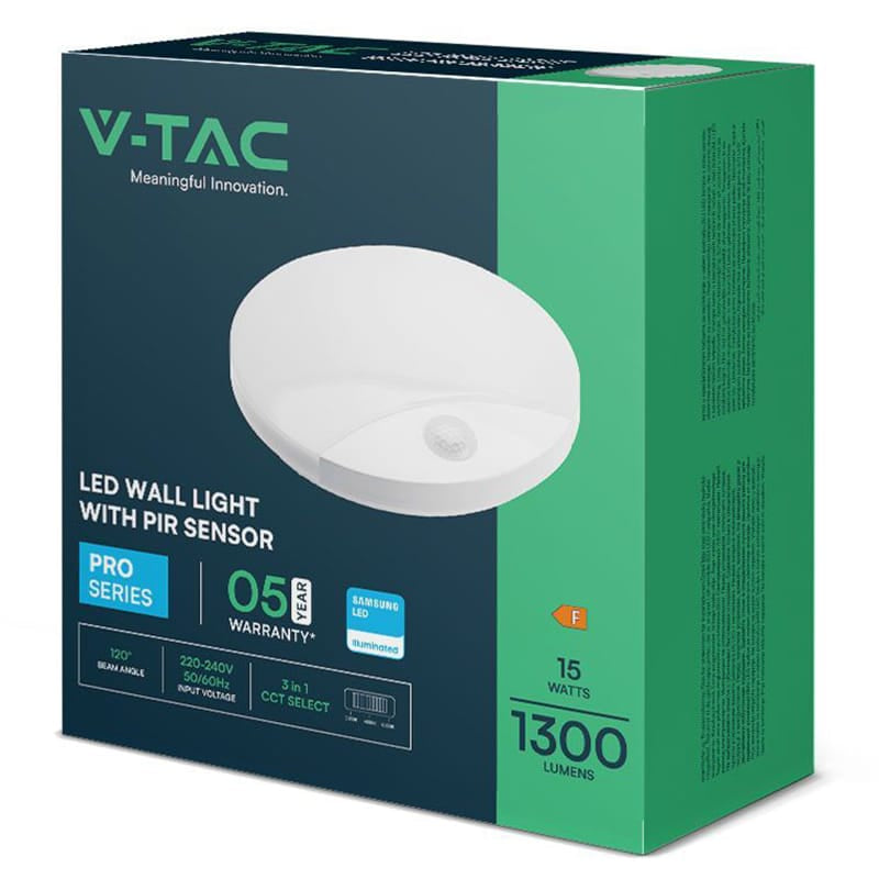 V-Tac Plafoniera LED PLAFONIERA LED 15W IP20 SENZOR DE MISCARE 3IN1 - ALB
