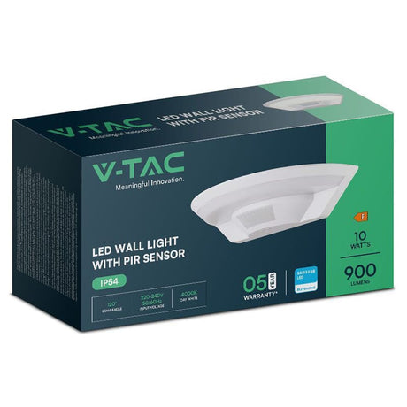 V-Tac Lampa LED LAMPA PERETE LED 10W IP54 SENZOR DE MISCARE 3IN1 - ALB