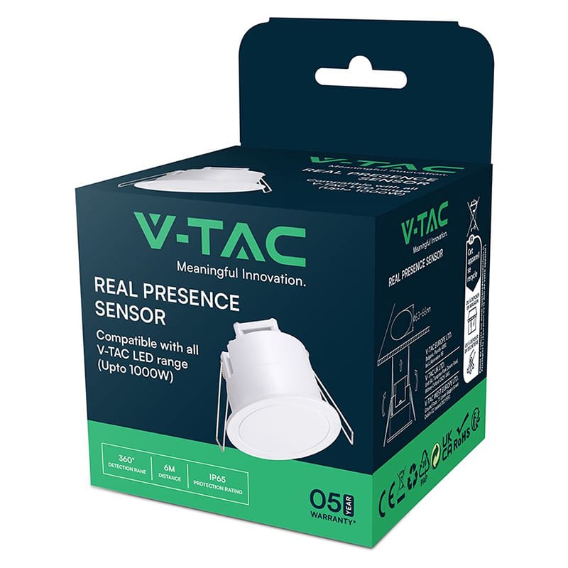 V-Tac SENZOR PREZENTA ACOPERIRE 3M 1000W IP65 - ALB
