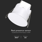 V-Tac SENZOR PREZENTA ACOPERIRE 3M 1000W IP65 - ALB