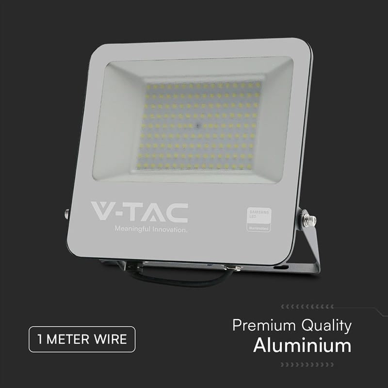 V-Tac Reflector LED REFLECTOR LED SMD 100W 4000K IP65 CABLU 1M CIP SAMSUNG - NEGRU/GRI