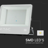 V-Tac Reflector LED Reflector LED V-Tac 200W SMD Samsung 6500K Alb Rece IP65, Negru, cablu 1 m, 17540 lm