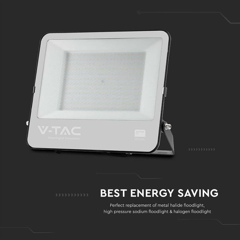 V-Tac Reflector LED Reflector LED V-Tac 200W SMD Samsung 6500K Alb Rece IP65, Negru, cablu 1 m, 17540 lm