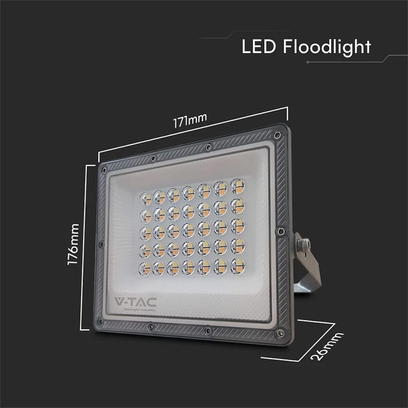 V-Tac Reflector LED REFLECTOR LED SMD 30W 3IN1 IP65 CABLU - GRI