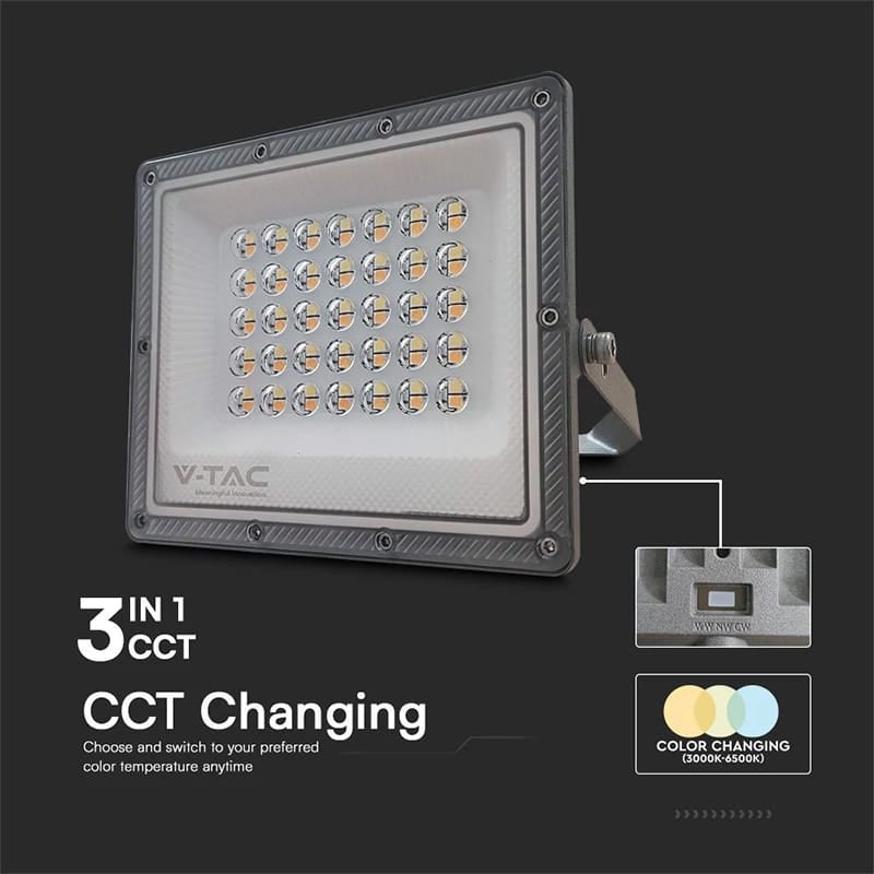 V-Tac Reflector LED REFLECTOR LED SMD 30W 3IN1 IP65 CABLU - GRI