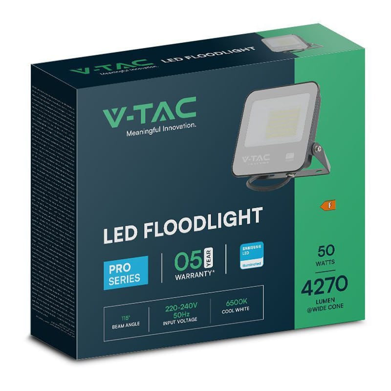V-Tac Reflector LED REFLECTOR LED SMD 50W 4000K IP65 CIP SAMSUNG - NEGRU/GRI