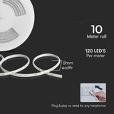 V-Tac Banda LED BANDA LED SMD 2835 10.5W/M 220-240V IP65 ROSU ROLA 10M