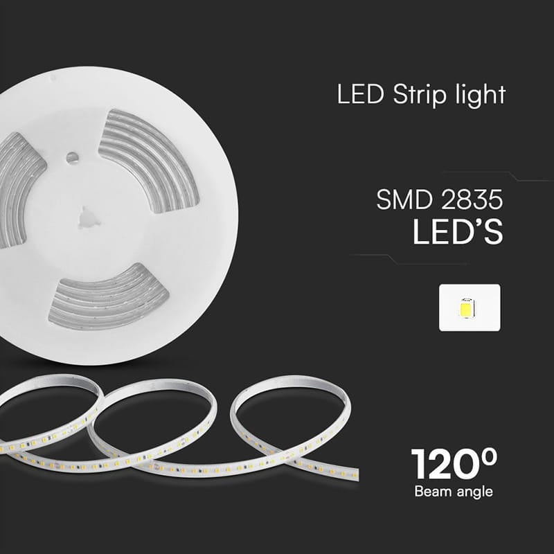 V-Tac Banda LED BANDA LED SMD 2835 10.5W/M 220-240V IP65 6500K ROLA 10M