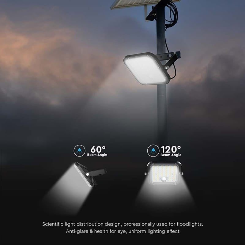 V-Tac Reflector LED Reflector LED Solar V-Tac 10W 1500lm IP65 cu Baterie 3600mAh, 4000K+6000K, Negru
