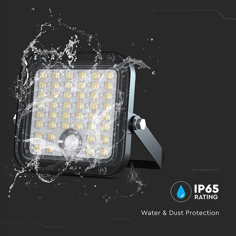 V-Tac Reflector LED Reflector LED Solar V-Tac 10W 1500lm IP65 cu Baterie 3600mAh, 4000K+6000K, Negru
