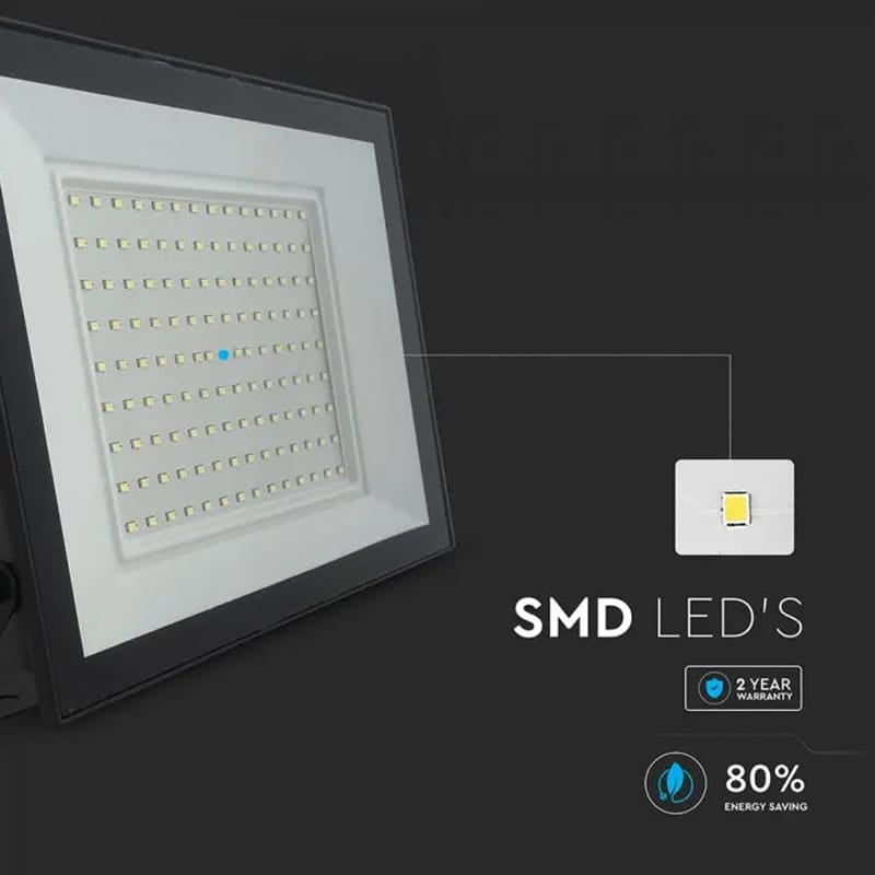 V-Tac Reflector LED REFLECTOR LED SMD 100W 6400K IP65 - NEGRU