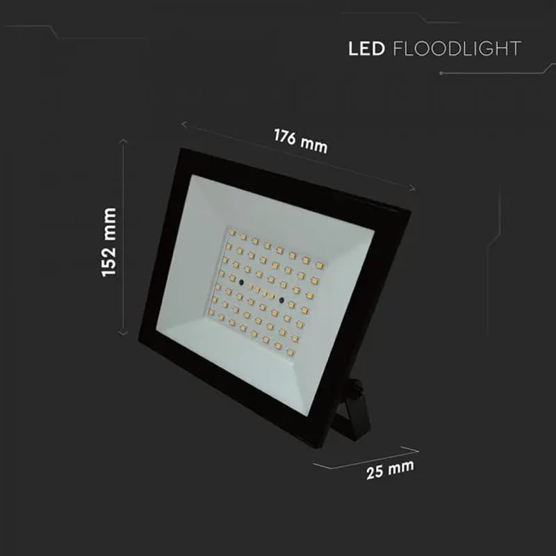 V-Tac Reflector LED REFLECTOR LED SMD 50W 6500K IP65 - NEGRU