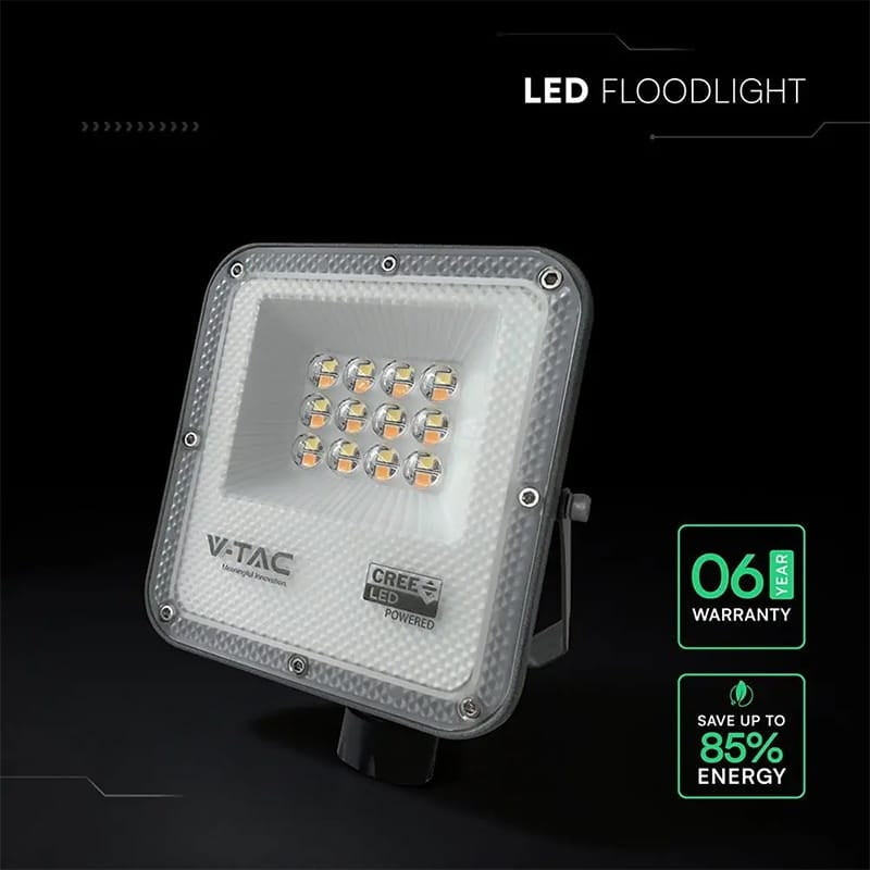 V-Tac Reflector LED REFLECTOR LED SMD 10W 3IN1 IP65 CIP CREE- NEGRU/GRI