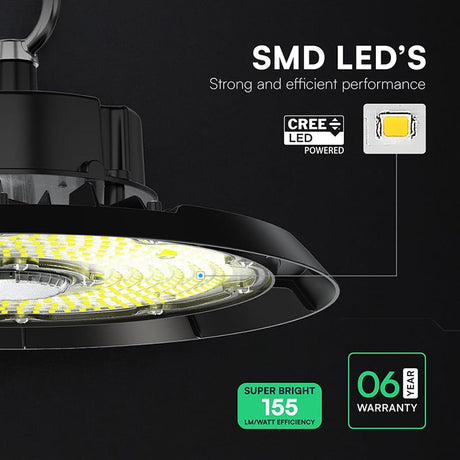 V-Tac Corp iluminat Corp Iluminat Industrial LED Highbay UFO V-Tac 100W 15500lm 4000K Alb Natural IP65 Cip CREE Aluminiu Negru