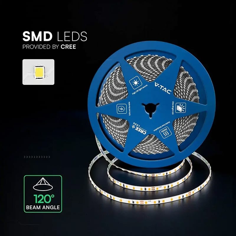 V-Tac Banda LED BANDA LED 5MM 8W/M 24V IP20 ROLA 10M 4000K CIP CREE