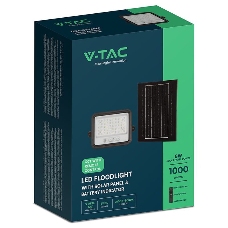 V-Tac Panou solar Reflector Solar V-Tac SKU-24083 | 100W, 1200LM, 7in1, Negru