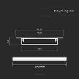 V-Tac Accesorii lumini scena Profil Aluminiu V-Tac SKU-24103 | Banda LED, 2m, 50x10mm, Argintiu