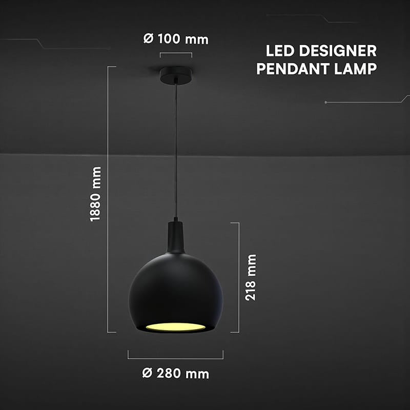 V-Tac Pendul decorativ Pendul V-Tac SKU-24126 | E27, Negru, IP20, 280x218mm, Max 60W