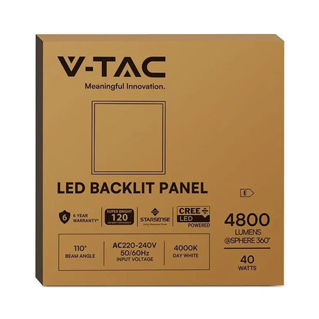 V-Tac Panou LED Panou LED V-Tac SKU-241456 | 40W, 60x60cm, 4000K, 120lm/W, CIP CREE