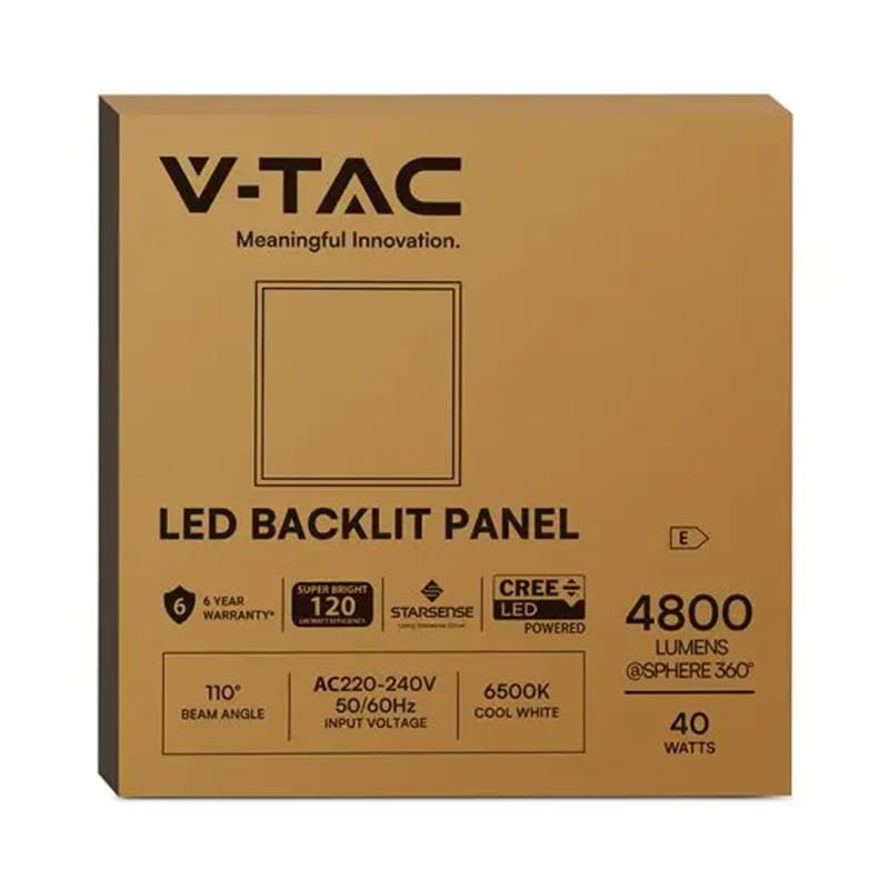 V-Tac Panou LED Panou LED V-Tac SKU-241466 | 40W, 60x60cm, 6500K, 120lm/W, CIP CREE